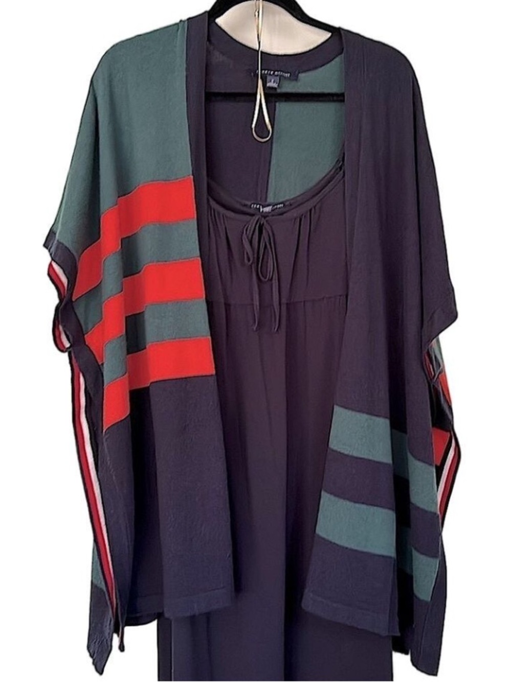 Tommy Hilfiger RUGBY STRIPE Knit Cape Stripes Arm Holes 32” Length NEW WITH TAGS